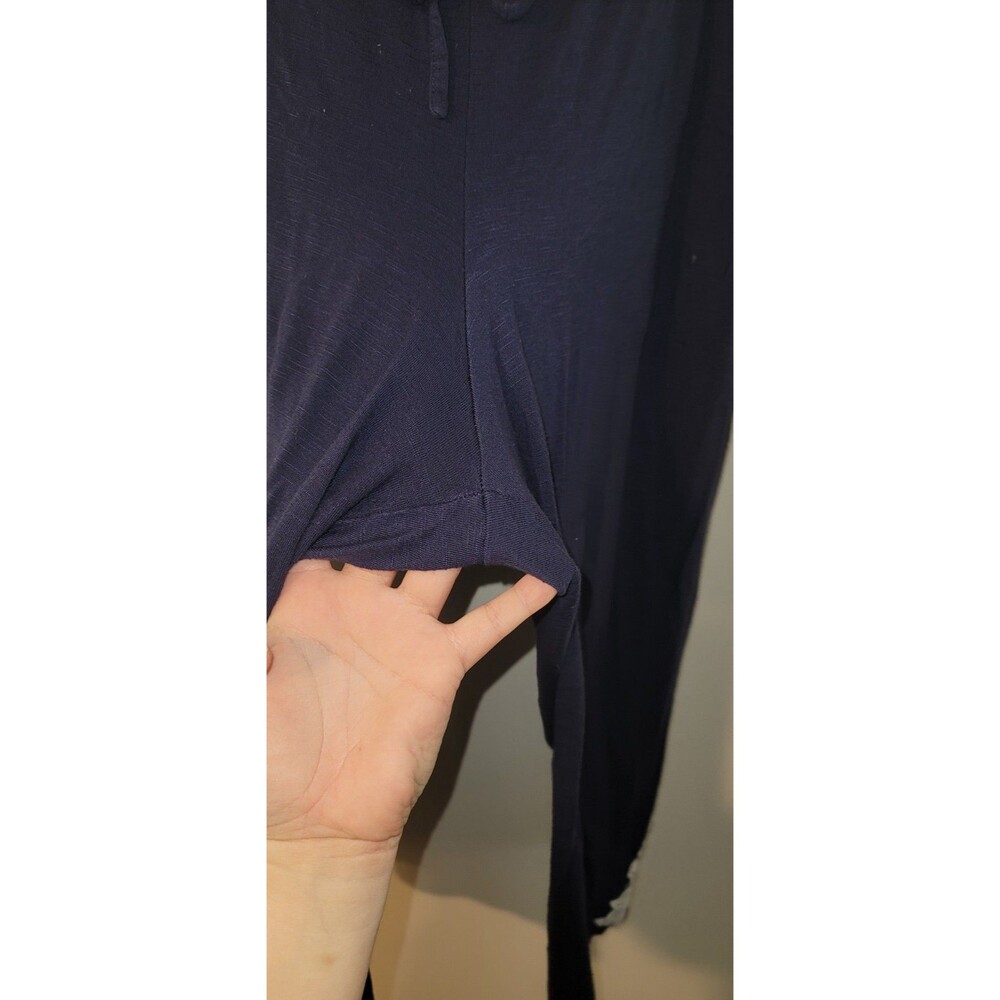 Soma Womens Sz L Blue Cropped Lounge PJ Pants Embroidered Lace Hem Drawstring - Picture 4 of 7